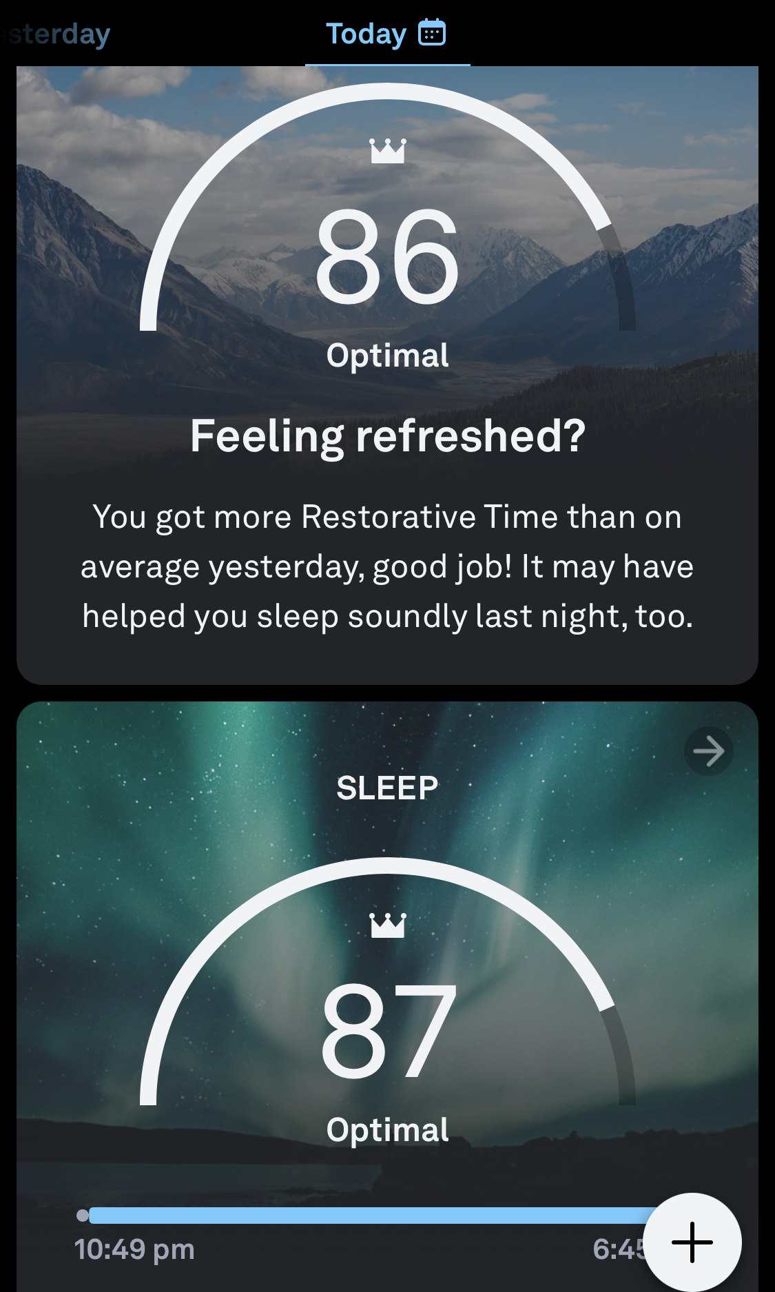 Oura scores Oura scores