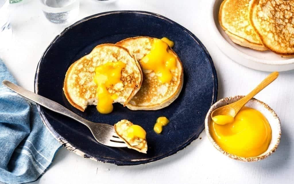 Coconut Pancakes With Mango Puree