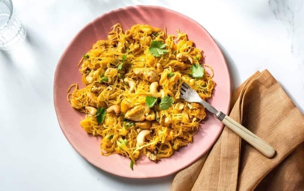 Spaghetti Squash Chicken Pad Thai