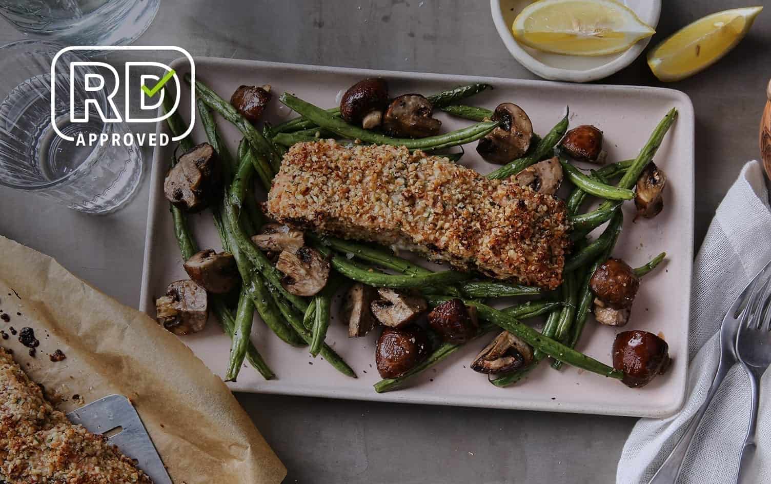 Sheet Pan Almond-Crusted Salmon & Green Beans