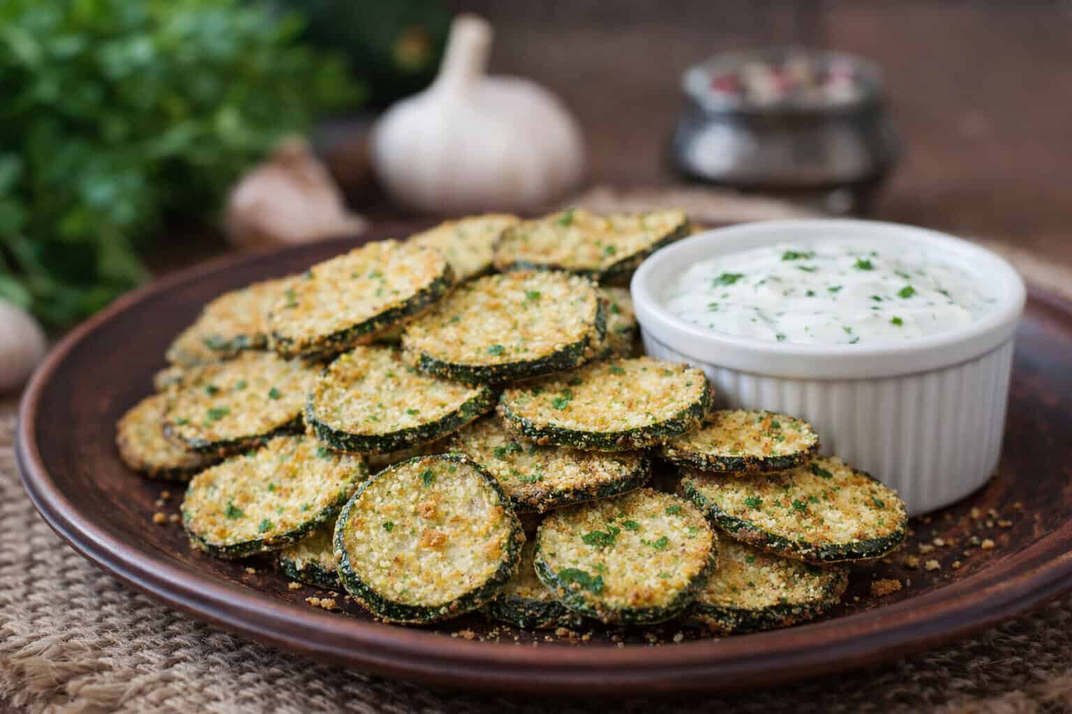 Air Fryer Zucchini Dippers with Protein Ranch Dip
