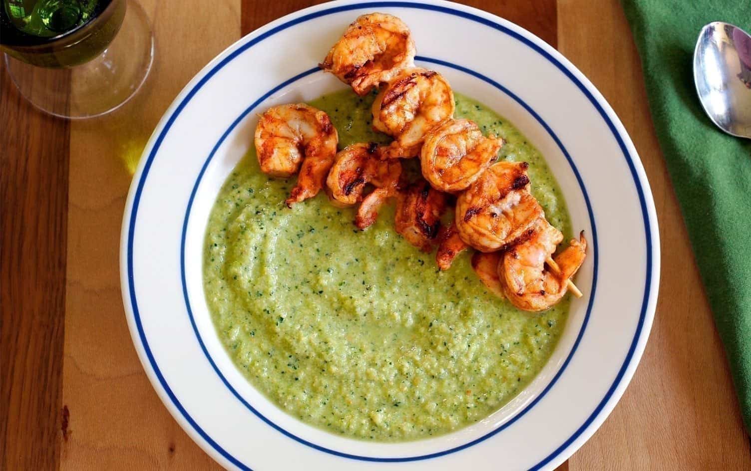 Grilled Shrimp & Cucumber Gazpacho
