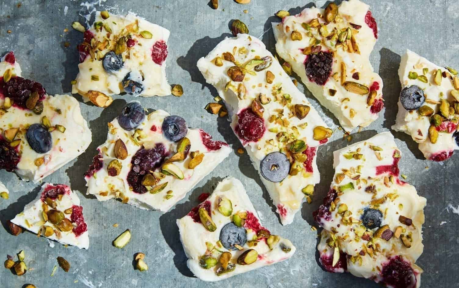 Lemon, Pistachio & Berry Frozen Yogurt Bark